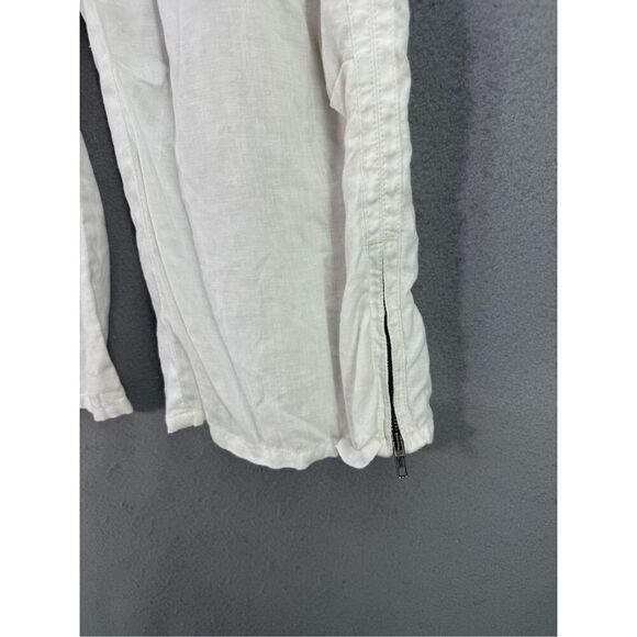 Tommy Hilfiger Y2K Womens White Linen Straight Zip Leg Cargo Pants Size 16 - Picture 2 of 12
